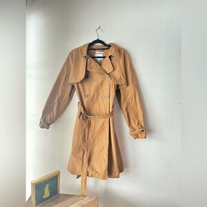 Tan large a new day Double-Breasted Trench Coat